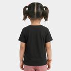 Girls Black Cotton Blend Round Neck Regular T-Shirt, Black, small