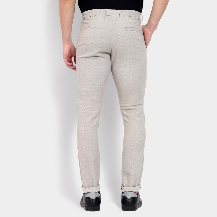 Men's Slim Fit Casual Trousers, Light Grey, large image number null