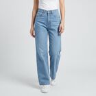 Women's Light Blue Straight Fit Washed Jeans, हल्का नीला, small