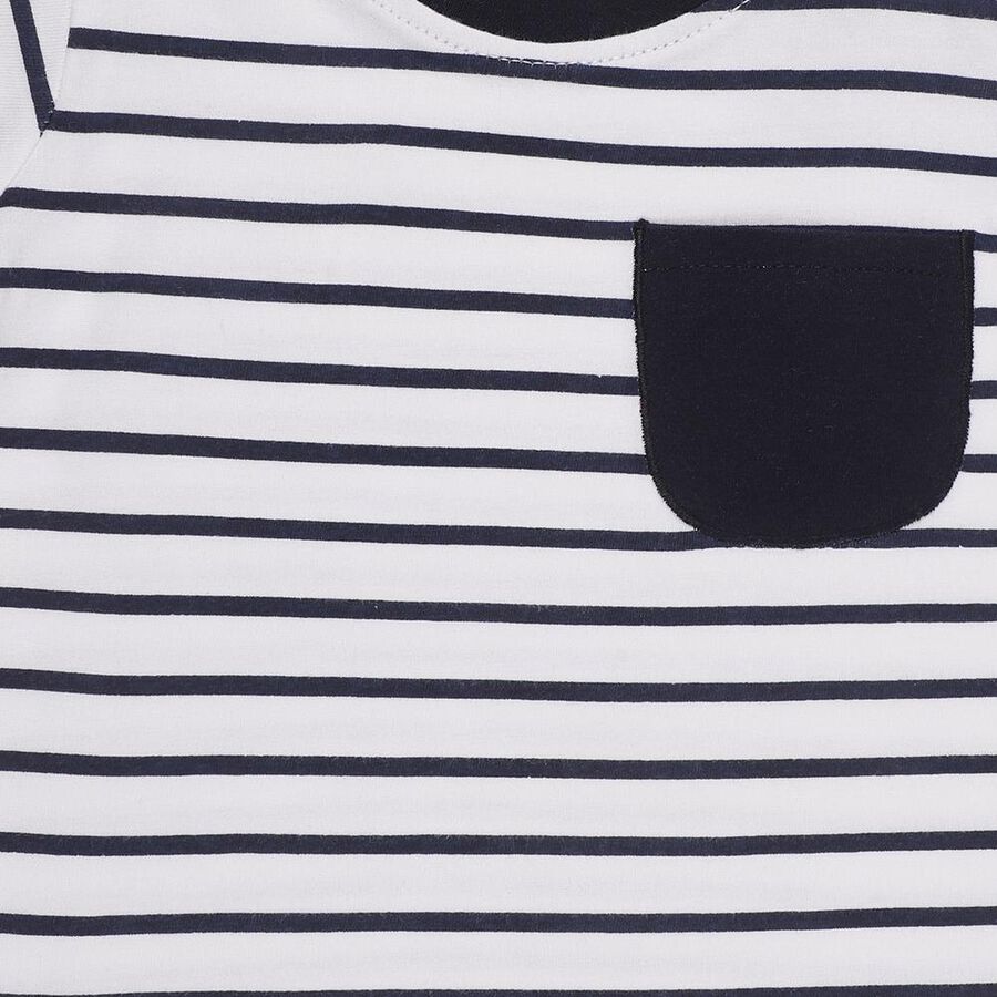 Infants Navy Blue Cotton Round Neck Casual T-Shirt, Navy Blue, large image number null