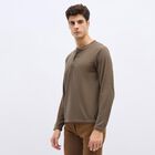 Men's Muted Khaki Henley Neck Casual T-Shirt, Khaki, small image number null
