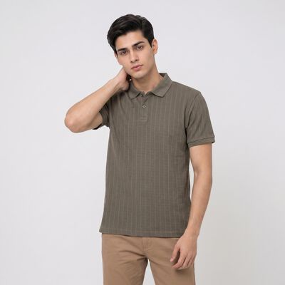 Men Olive Green Polo Neck Polo T-Shirt