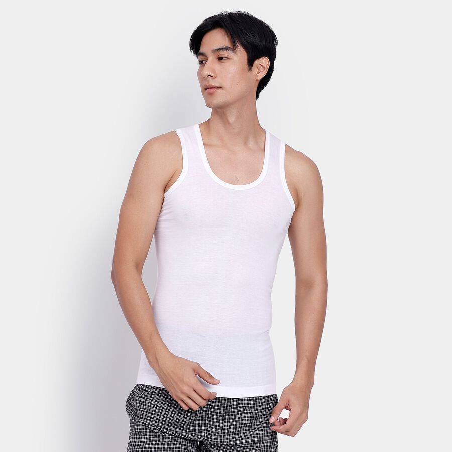 Men's 100% Cotton Vest, White, large image number null