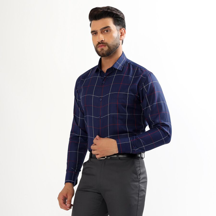 Men's Deep Midnight Navy Blue Full Sleeve Classic Formal Shirt, Navy Blue, large image number null