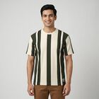 Men's White Round Neck Minimalist T-Shirt, Off White, small