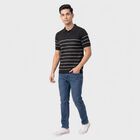 Men's Navy Blue Cotton Polo Neck T-Shirt, नेवी ब्लू, small
