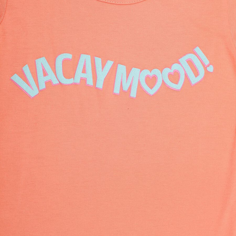 Girls' Bright Orange Round Neck Casual Top, नारंगी, large image number null