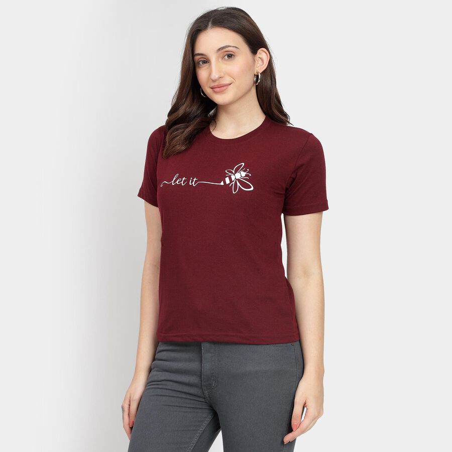 Ladies' Round Neck T-Shirt, Wine, large image number null
