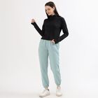 Women's Jet Black High Neck Casual Jacket, काला, small image number null