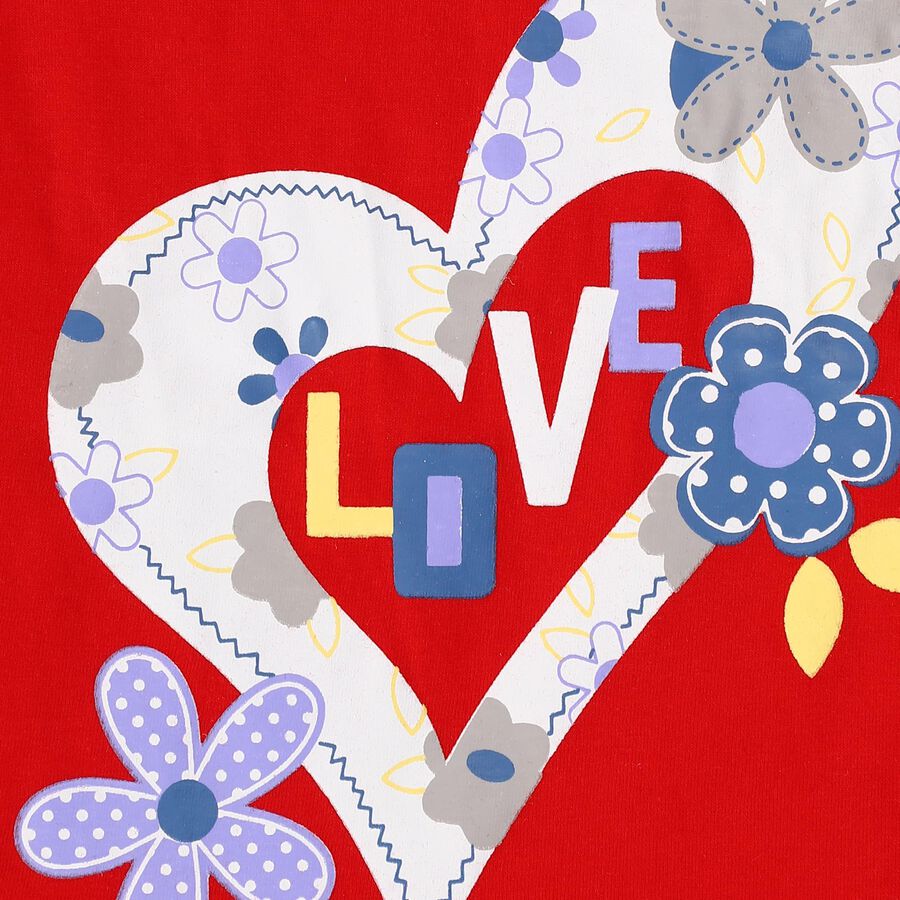 Infants' Bright Red Cotton Puff Sleeve Top and Layered Skirt Set, लाल, large