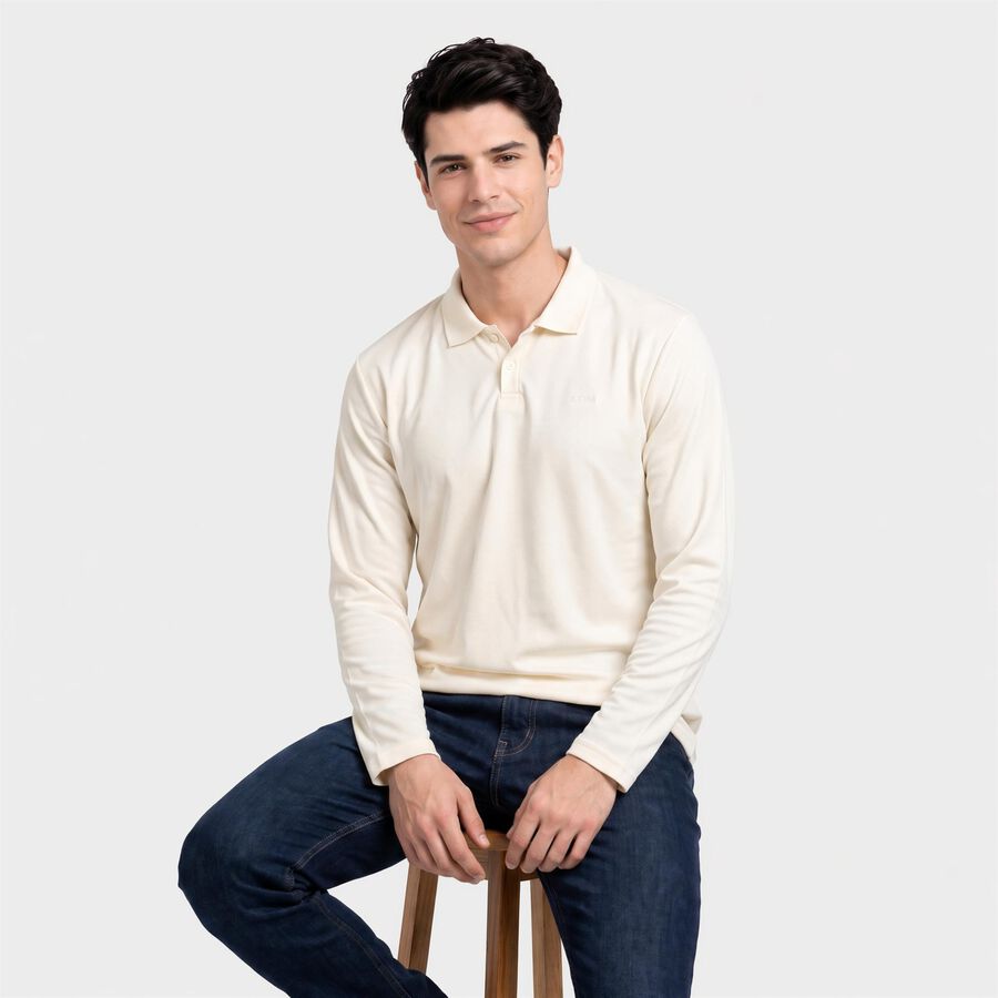 Men's White Crew Neck T-Shirt, Off White, large