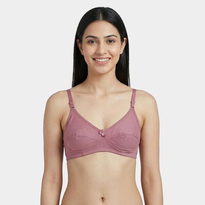 Women's Light Pink Cotton Round Neck Classic Bra