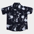 Boys Navy Blue Cotton Collar Regular Fit Shirt, Navy Blue, small