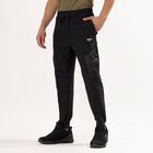 Men's Dark Charcoal Slim Fit Cut And Sew Track Pants, काला, small image number null