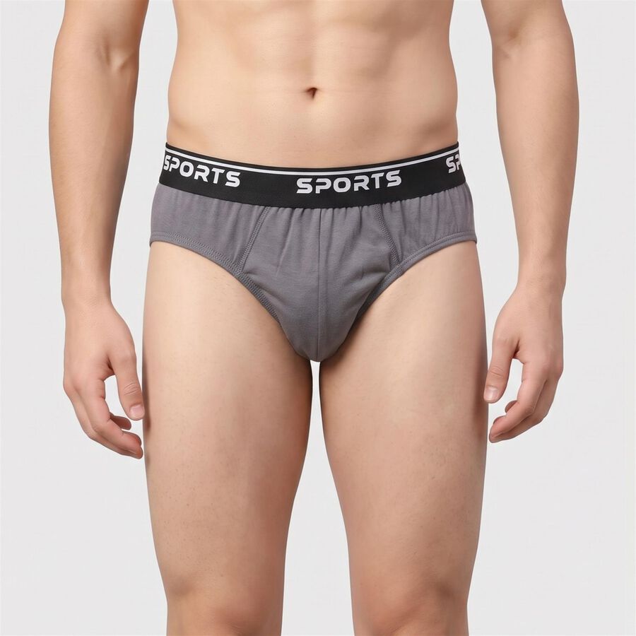 Men's Black Regular Fit Solid Briefs, काला, large