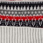 Boys' Grey and Red Striped Knitted Beanie, Ecru Melange, small image number null