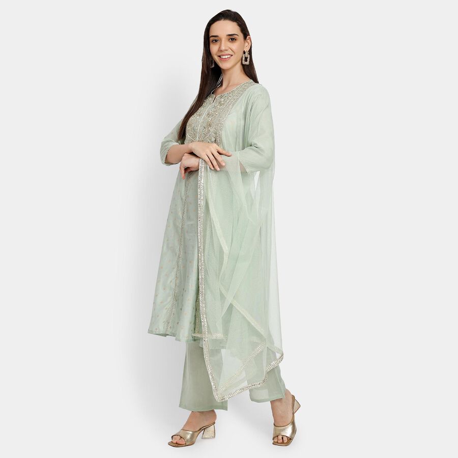 Ladies' Kurta Pyjama Set with Dupatta, Light Green, large image number null