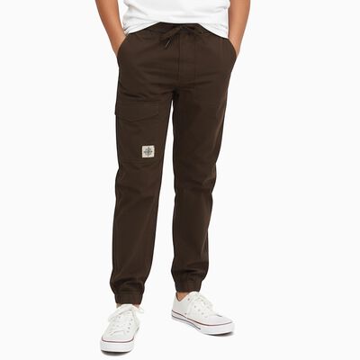 Boys Deep Chocolate Brown Regular Fit Cargo Trousers