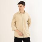 Men's Muted Beige Cotton Spread Collar Casual Shirt, Beige, small image number null