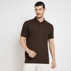 Men's Collared Half Sleeves T-Shirt , Brown, small