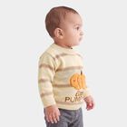 Infants' Beige Crew Neck Printed Pullover, गहरा पीला, small