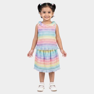 Girls Light Pink Round Neck Co-ord Set Upper and Bottom Set