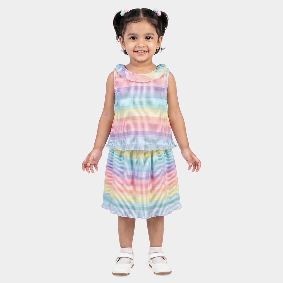 Girls Light Pink Round Neck Co-ord Set Upper and Bottom Set, हल्का गुलाबी, large