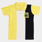 Boys' Bright Yellow Cotton Polo Neck Preppy T-Shirt, पीला, small