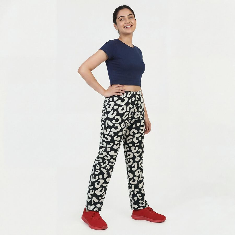 Women's Black Regular Fit Solid Pyjama, काला, large