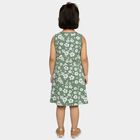 Girls' Muted Sage Green Floral Sleeveless A-Line Frock, Light Green, small image number null