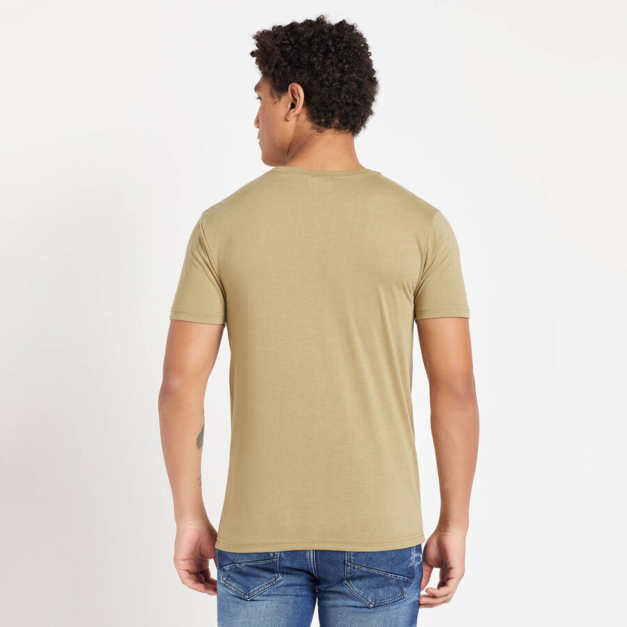 Round Neck T-Shirt, खाकी, large image number null