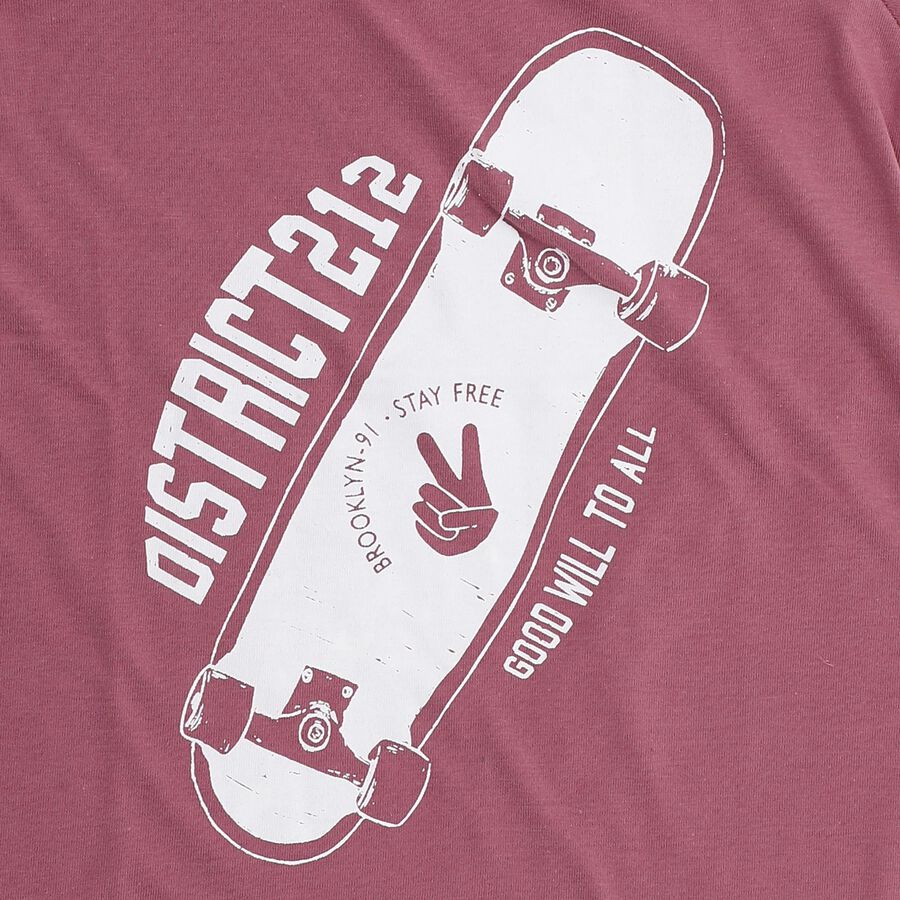 Boys Dusty Rose Pink Round Neck Casual T-Shirt, Pink, large image number null