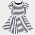 Girls Cotton Stripes Frock, White, small image number null