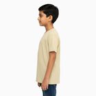 Boys Light Beige Crew Neck Casual Half Sleeve T-Shirt, गहरा पीला, small image number null