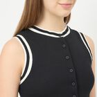 Women's Jet Black Round Neck Classic Top, Black, small