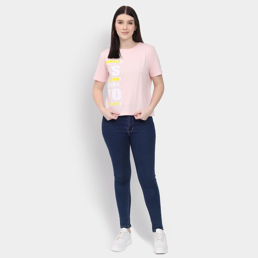 Ladies' 100% Cotton Round Neck T-Shirt , Light Pink, large