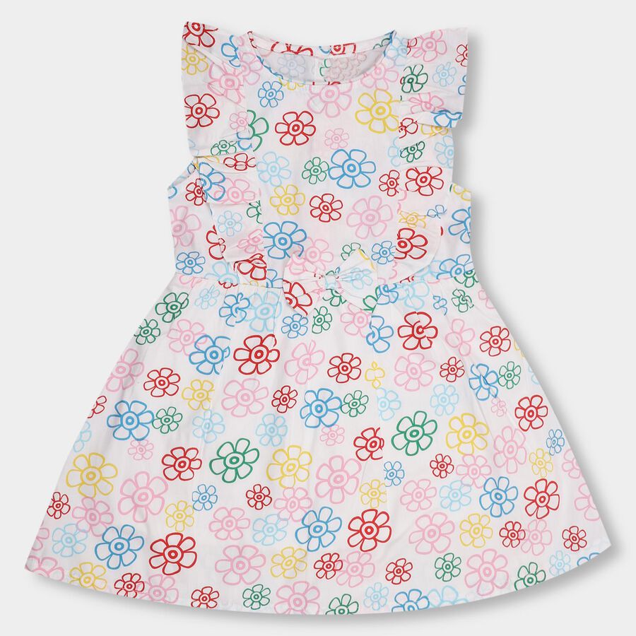 Girls' 100% Cotton Frock, ऑफ व्हाइट, large image number null