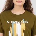 Women's Muted Olive Green Round Neck Casual T-Shirt, ओलिव, small