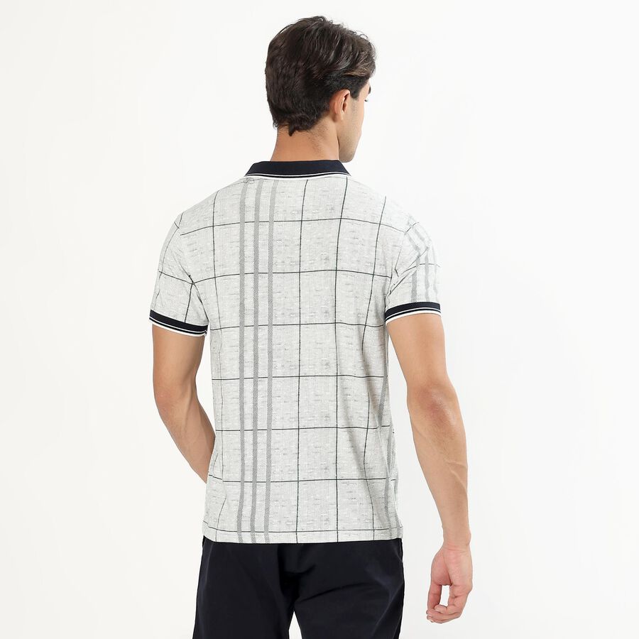 Men's Grey Cotton Polo Neck Printed T-Shirt, Dark Green, large image number null