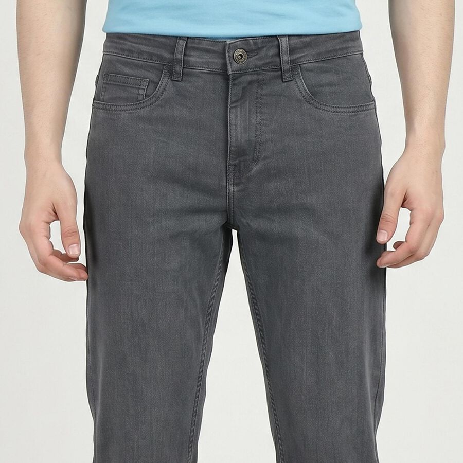 Men's Grey Stretch Fit Casual Jeans, हल्का ग्रे, large
