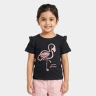 Girls Navy Blue Cotton Round Neck Regular T-Shirt, Navy Blue, small