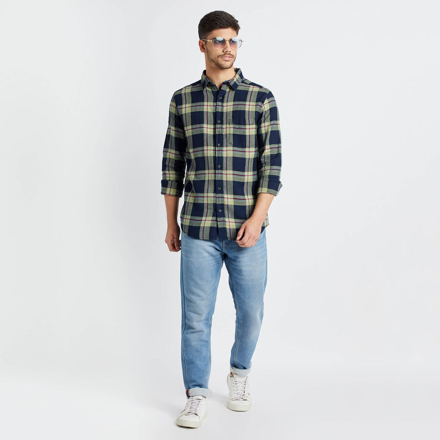 Cotton Checks Casual Shirt, Light Green, large image number null