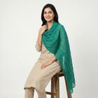 Women's Green Solid Dupatta, गहरा हरा, small