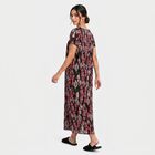 Women's Black Round Neck Maxi Nighty, Black, small