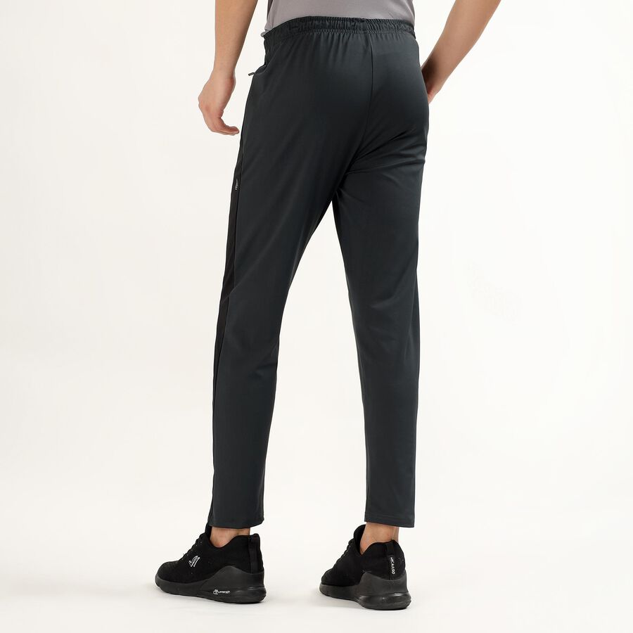 Men's Charcoal Black Slim Fit Side-Panel Track Pants, Dark Grey, large