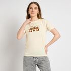 Ladies' Round Neck T-Shirt , Beige, small