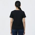 Women's Black Round Neck Casual T-Shirt, Black, small