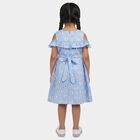 Girls' Light Blue Cotton Blend Sleeveless A-Line Frock, हल्का नीला, small