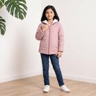Girls' Purple Hooded Puffer Jacket, Purple, small