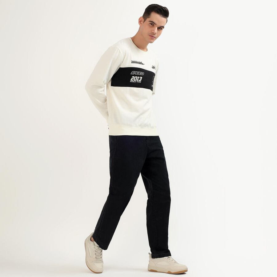 Men's Off-White Crew Neck Casual Sweatshirt, ऑफ व्हाइट, large image number null